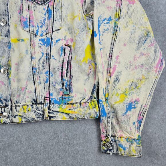 MSGM Jean Multicolor G-Jacket Size 42 US M/8 White Paint Splatter Made in Italy - Picture 8 of 16